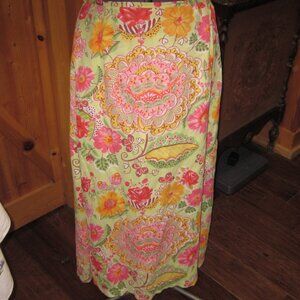 Oilily Colorful Floral Maxi Skirt - Pink, Orange, Green